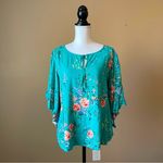 LC Lauren Conrad LAUREN CONRAD | Green Floral Blouse Sz L Photo 1