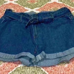 None Cute denim shorts with tie and elastic waist Photo 0