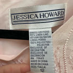 Jessica Howard Vintage  Pink Linen Embroidered Beaded Midi Dress Size 12 Large Photo 11