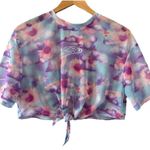Nike Womens Size M Tie-Front Mesh Crop Top Floral Pastel Y2K Vaporwave Aesthetic Photo 4