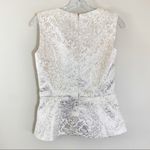 White House | Black Market  Cream Metallic Peplum Brocade Top Photo 5