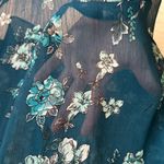 Kut From The Kloth Kut from the‎ Kloth Blue Sheer Mandarin Collar Blouse size Large Photo 7