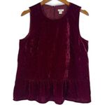 J Crew Red Velvet Sleeveless Scoop Neck Peplum Dressy Cocktail Holiday Top Sz 6 Photo 0