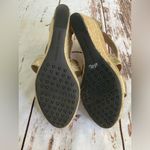 Adrienne Vittadini GOLD SNAKESKIN EMBOSSED STAPPY ESPADRILLES HEELED SANDALS Photo 3