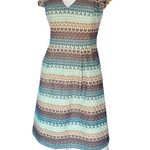 Anthropologie  Tabitha Teahouse Knit turquoise/gold mini Dress blue size small Photo 4