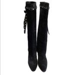 Valentino Garavani Valentino boots Suede Knee High Rockstud Heeled Tall in Black size 37 / 7 Photo 3
