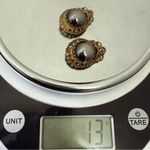 Vintage West Germany Signed Hematite Gold Filigree Necklace & Clip Earrings Set Black Photo 12