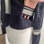 Sundance  Women’s Size 6 Navy Blue Velvet Military Jacket Snap Button Coat Gray Photo 5