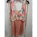 Roxy Pink Floral Tank Dress Layered Ruffle Hem Size L Photo 5