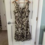 Talbots Empire Waist Ruffle Hem Animal Print Sleeveless Midi Dress Size 8 Photo 3