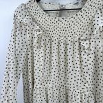 Madewell Smocked Ruffle-Shoulder Midi Dress in Inkbrush Dots Size Medium Photo 5
