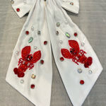 Elegant White and Red Satin Embellished Hairbow Photo 0