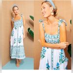 Juliet Dunn Poppy Tie Shoulder Midi Dress Size 1/ Small Blue Photo 2