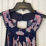 Three Pink Hearts  Navy Blue Paisley Floral Mini Dress | Size XL JUNIORS Photo 2