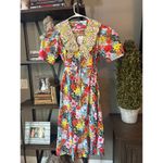 Celia B Nanna Floral Button Front Midi Dress Multicolor Womens Size XL Red Photo 6