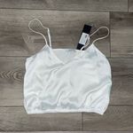 Cute Silky White Cropped Cami Top Size L Photo 0