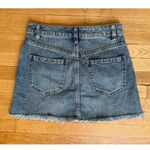 We The Free Free People Front Zip Mini Raw Hem Denim Jean Skirt Size 25 Photo 2