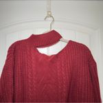 Cupshe  Medium Burgundy Cable Knit Cutout One Shoulder Sweater NWT Photo 5