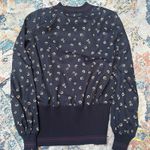 French Connection WOMENS  SIZE UK M NAVY MIX CREW PULLOVER BLOUSE TOP FRILL TRIM Photo 7