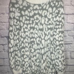 Lands' End Mock Neck Tunic Sweater Grey & White Cheetah Print size Large Photo 0
