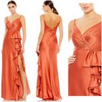Mac Duggal  68551 Ruffle Slit High Waist Dress spice orange size 0 UB Photo 1