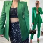 ZARA New ‎ Women Green Lapelless Fitted Blazer Size Medium Photo 1