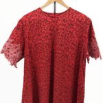 70’s Vintage Handmade Red Print Embroidered Housedress Short Sleeve Size M Photo 1