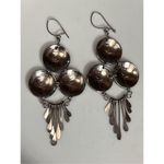 Handmade Peruvian Coin Dangle Earrings Boho Silver Tone 1/2 Sol De Oro 1970s Photo 9