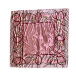 Corciova Pink Satin Silk Feel Square Scarf Chain Belt Equestrian Print 35x35 Photo 1