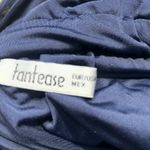 Tantease Navy Blue Maxi Dress Long Sleeve Slit Shoulder Draped Pleated Evening Photo 9