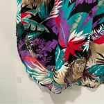 Vintage Just Four Button Shirt Women’s Size XL Lions Palm Floral Funky Unique Purple Photo 4