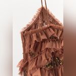 ZARA NWT LIMITED EDITION Embroidered Sequin Beaded Ruffled Top Sz Medium Photo 4