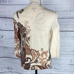 Talbots Light Wool Sweater Womens Petites Sp Paisley 3/4 Sleeves Photo 3