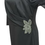 Alex Evenings  Women's Black Illusion-Sleeve Beaded-Trim Dress Size 12 Photo 3