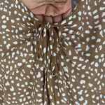 Maurice's Brown & White Speckled Dot Print Flare Sleeve Tie Front V-Neck Blouse S Photo 3