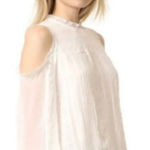 Alice + Olivia  Women's Small Ophelia Eyelet Lace Cold-Shoulder White‎ Blouse Photo 0
