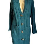 Pink Rose  Women Long Sleeve Knitted Open Front Duster Cardigan Green Sz S Photo 2