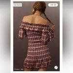 Anthropologie Pilcro Smocked Plaid Mini Dress size Medium in Red Motif Photo 1
