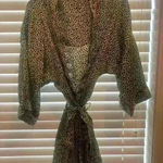 Animal Leopard Print Bath Robe Pink Trim size XL Black Photo 8