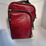 Samantha Brown Red Croc Embossed Rolling Carry On Travel Luggage Bag Photo 10