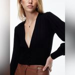 Wilfred Aritzia  Black Plunge Front Cardigan Small Photo 3