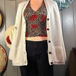 Vintage Chunky Knit Cardigan Medium White Photo 0