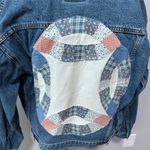 iD Wear Denim Jean Jacket Handmade OOAK Quilt Patch Quilted Medium Blue Photo 3