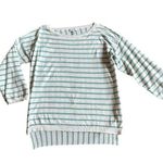 Escada Sport Teal White Stripe Sweater Stretch Cropped Sleeves Cotton Medium Blue Photo 0