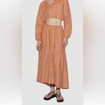 frame denim Frame Women's Orange Eyelet Tiered Maxi Skirt Size S Photo 3