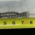 Three Strand Dark Colored Freshwater Pearl Bracelet 925 NF 7.5” Plus Extender Gray Photo 4