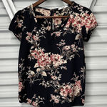 Papaya Black Floral Short Sleeve Blouse Photo 0