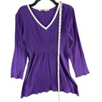 Athleta Cover Up Dress Womens M Purple Gauze Cotton Smocked Beach Resort Swim Photo 6