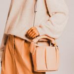 Staud Dani Pleated Leather Bucket Bag – Neutral Luxe Minimalist Style like new Tan Photo 0