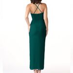 Azazie  OLLIE Stretch Olive Green Sheath Ruched Stretch Chiffon Dress size A10 Photo 11